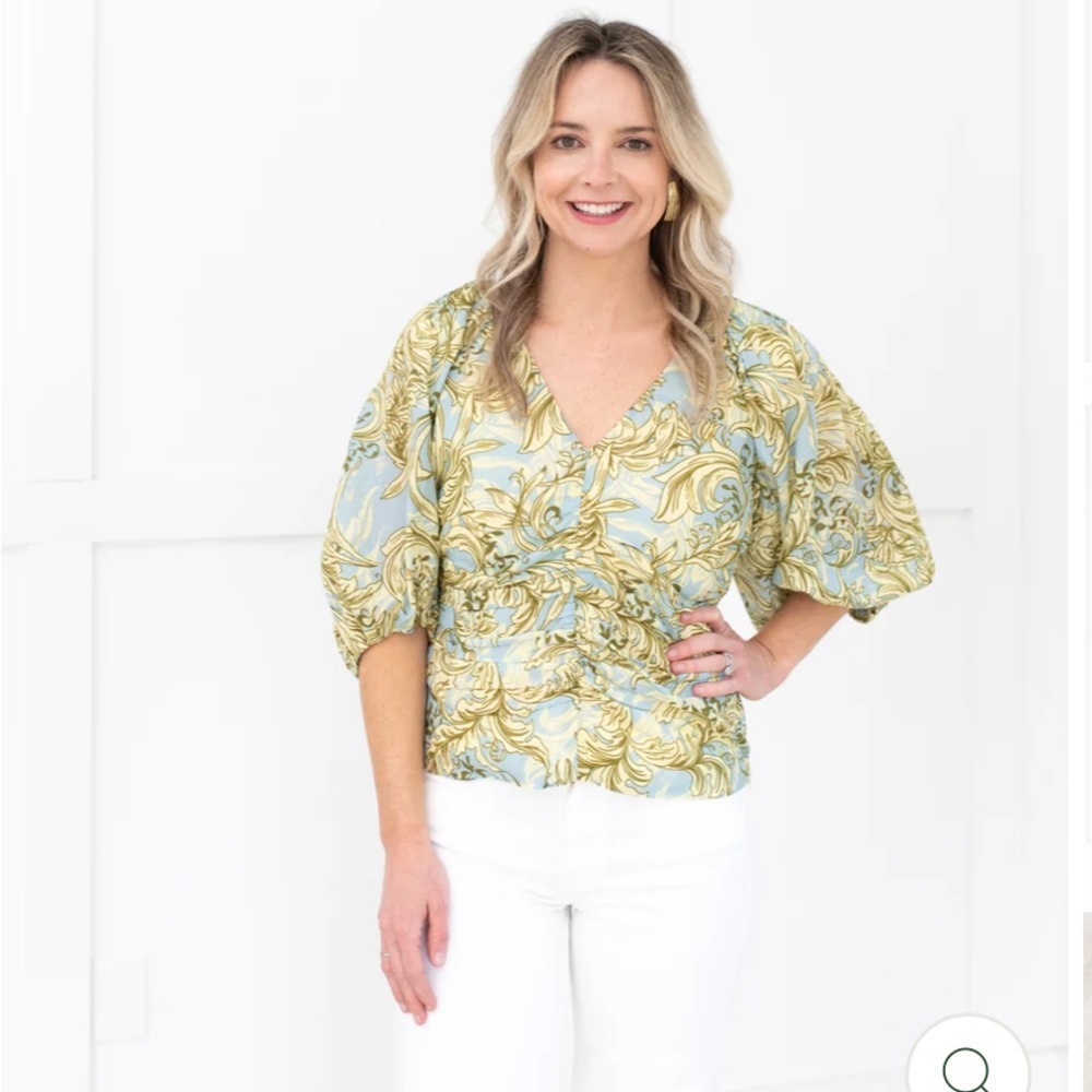 NWT Anna Cate Arianna Top in‎ Green Mosaic